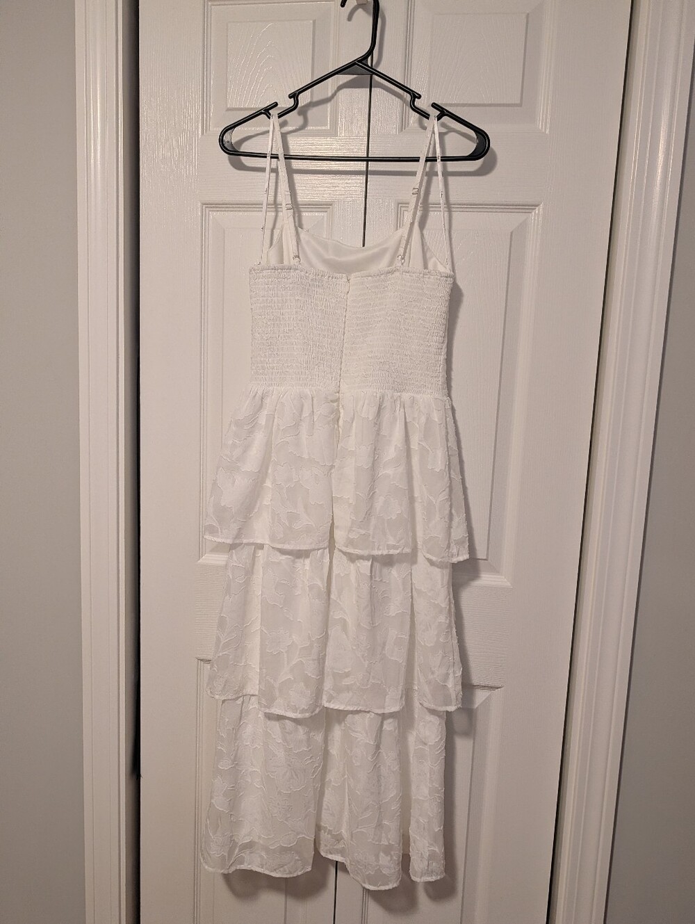 Lulus Grace And Beauty White Burnout Floral Print Tiered Dress - Size M - Picture 3 of 8